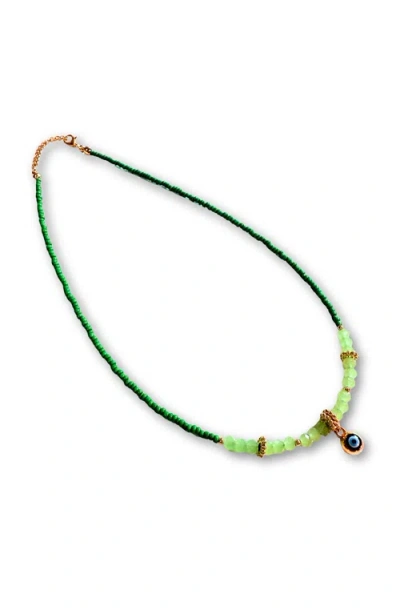 Humanist Beauty Evil Eye Charm Necklace In Green