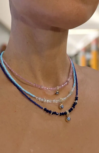 Humanist Beauty Evil Eye Charm Necklace In Blue