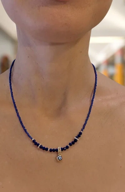 Humanist Beauty Evil Eye Charm Necklace In Blue