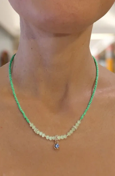 Humanist Beauty Evil Eye Charm Necklace In Green