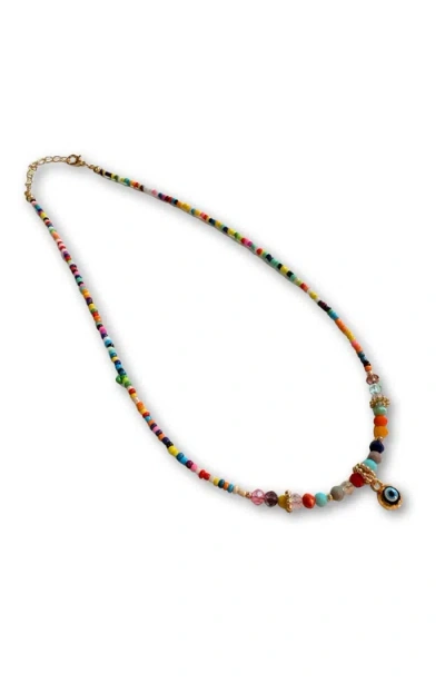Humanist Beauty Evil Eye Charm Necklace In Multi