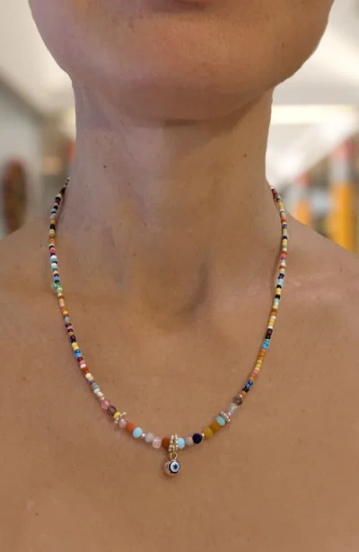 Humanist Beauty Evil Eye Charm Necklace In Multi