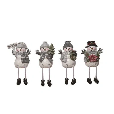 Transpac Resin Gray Snowmen Shelf Sitter Set Of 4 Christmas Decor In Gray