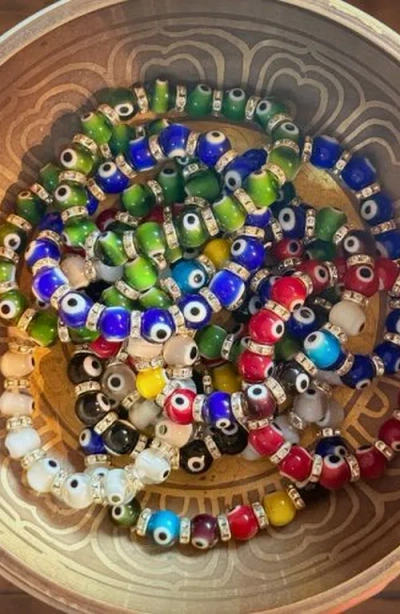 Humanist Beauty Evil Eye Beaded Bracelet In Blue