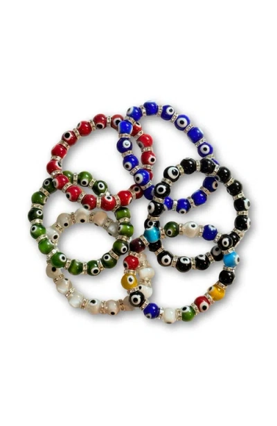 Humanist Beauty Evil Eye Beaded Bracelet In Blue