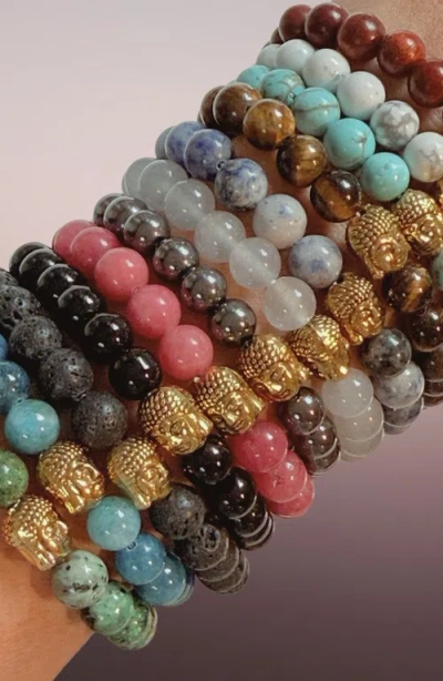 Humanist Beauty Buddha Crystal Beaded Bracelet In Red