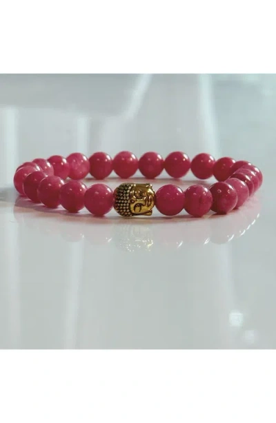 Humanist Beauty Buddha Crystal Beaded Bracelet In Red