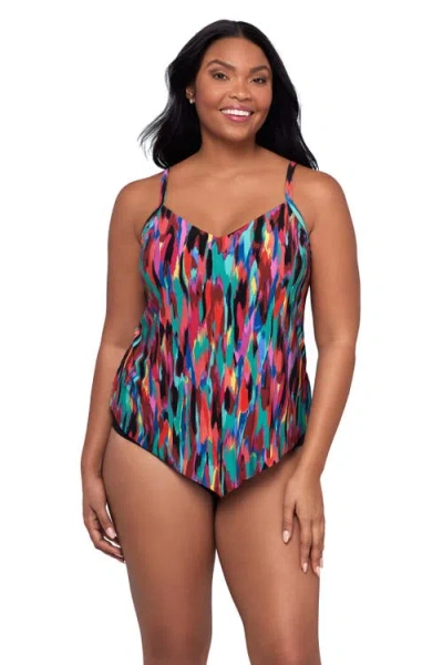 Trimshaper Hank Handkerchief Tankini Swimsuit Top In Multi
