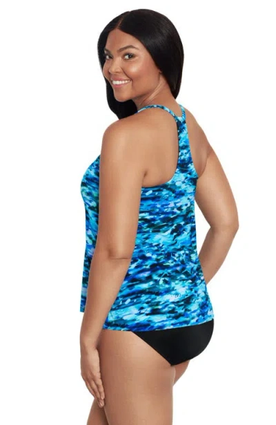 Trimshaper Bili Racerback Tankini Swimsuit Top In Blue