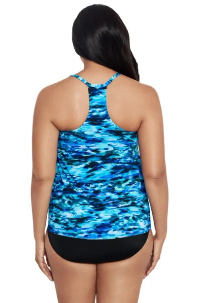 Trimshaper Bili Racerback Tankini Swimsuit Top In Blue