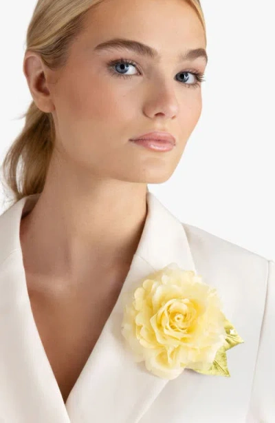 Helena Simon The Small Yellow Rose Floral Brooch In Yellow