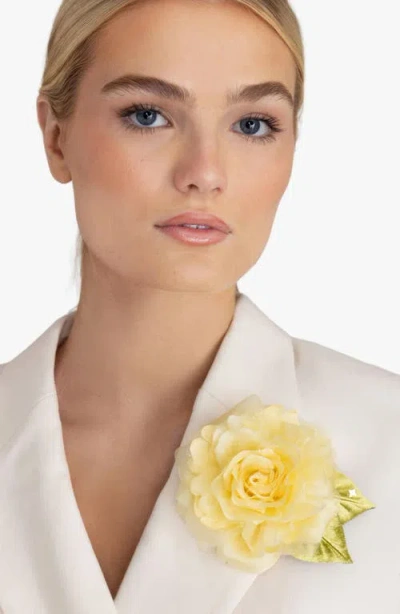 Helena Simon The Small Yellow Rose Floral Brooch In Yellow
