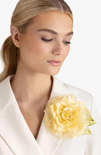 Helena Simon The Large Yellow Rose Floral Brooch In Yellow
