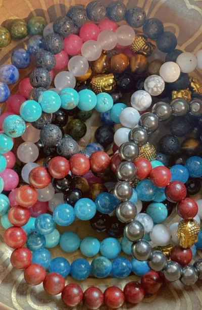 Humanist Beauty Buddha Crystal Beaded Bracelet In Blue