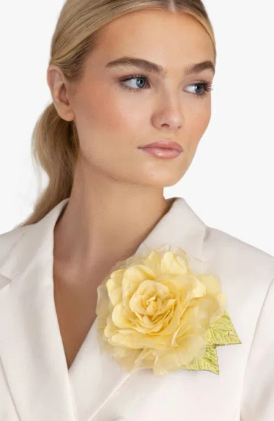 Helena Simon The Large Yellow Rose Floral Brooch In Yellow