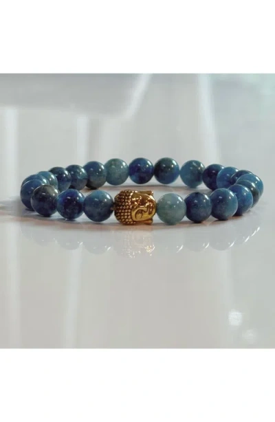 Humanist Beauty Buddha Crystal Beaded Bracelet In Blue