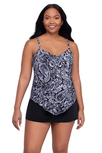 Trimshaper Hank Handkerchief Tankini Swimsuit Top In Gray