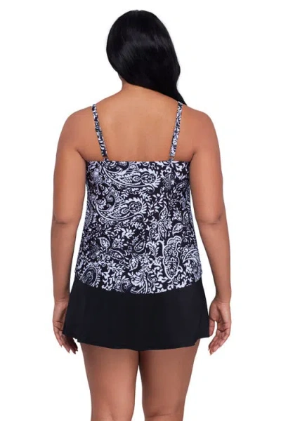 Trimshaper Hank Handkerchief Tankini Swimsuit Top In Gray