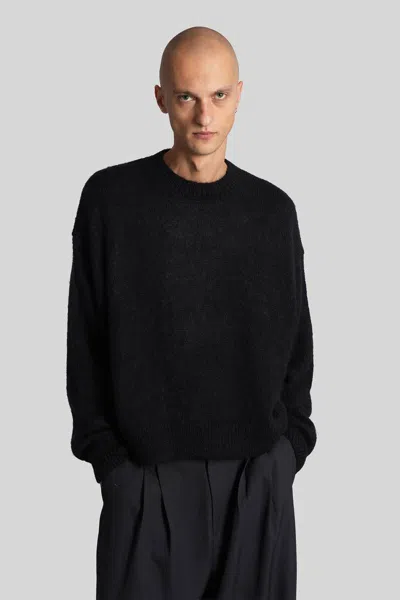 Studio Nicholson Wynn Black Superkid Mohair Crewneck Sweater In Black