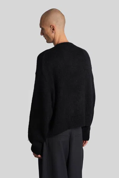 Studio Nicholson Wynn Black Superkid Mohair Crewneck Sweater In Black
