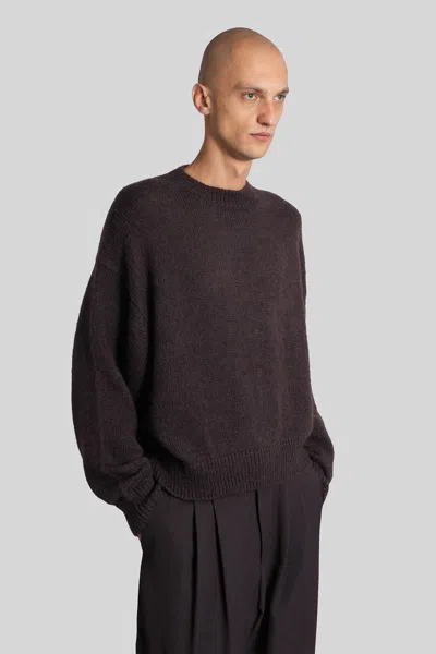 Studio Nicholson Wynn Black Superkid Mohair Crewneck Sweater In Black