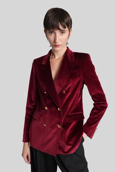 Tagliatore J-parigi10b Blazer In Bordeaux Velvet In Red