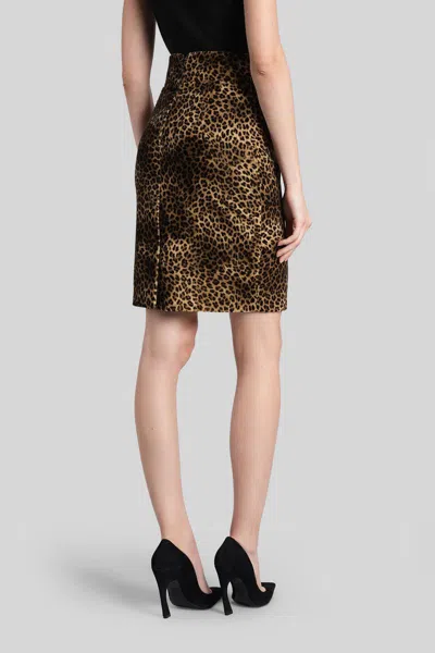 Tagliatore Nell Skirt In Animalier Cotton In Brown
