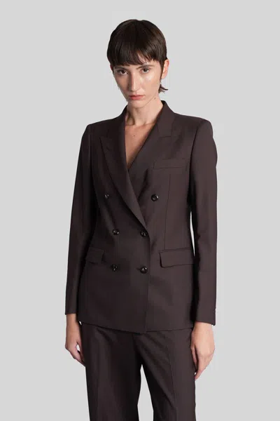 Tagliatore Wool-blend Double-breasted Blazer In Brown