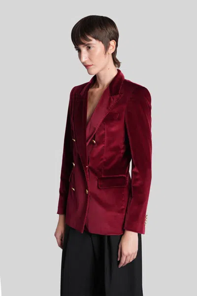 Tagliatore J-parigi10b Blazer In Bordeaux Velvet In Red