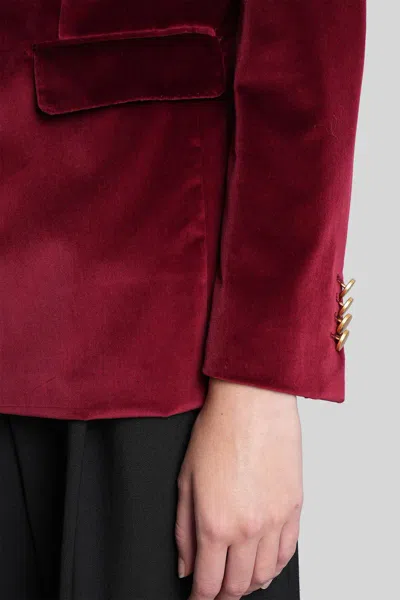 Tagliatore J-parigi10b Blazer In Bordeaux Velvet In Red