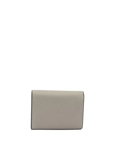 Valextra Isis Trifold Wallet Envelope Flap Textured In Gray