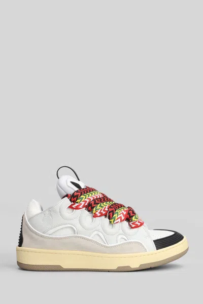 Lanvin Multicolor Leather And Suede Curb Chunky Sneakers In White