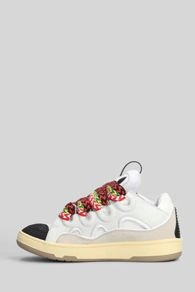 Lanvin Multicolor Leather And Suede Curb Chunky Sneakers In White