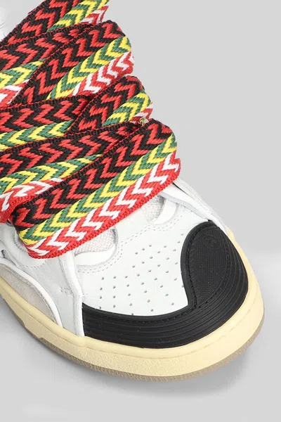 Lanvin Multicolor Leather And Suede Curb Chunky Sneakers In White