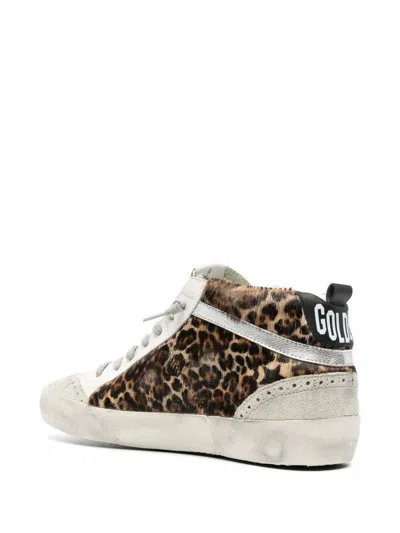 Golden Goose Mid Star Sneakers In Animalier Pony Skin In Brown
