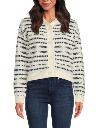 Saks Fifth Avenue Women's Fair Isle Cropped Cardigan In Gray