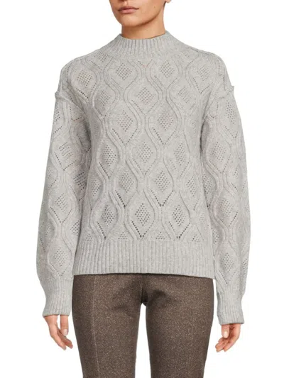 Saks Fifth Avenue Women's Drop Shoulder Pointelle Sweater In Gray