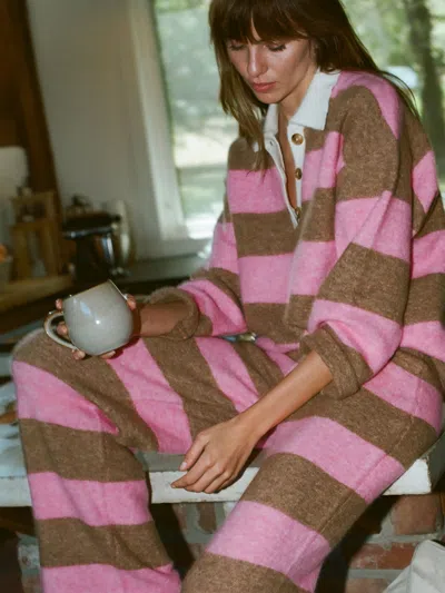 Faherty Apres Alpaca Wool Blend Pants Pink Spritz In Multi