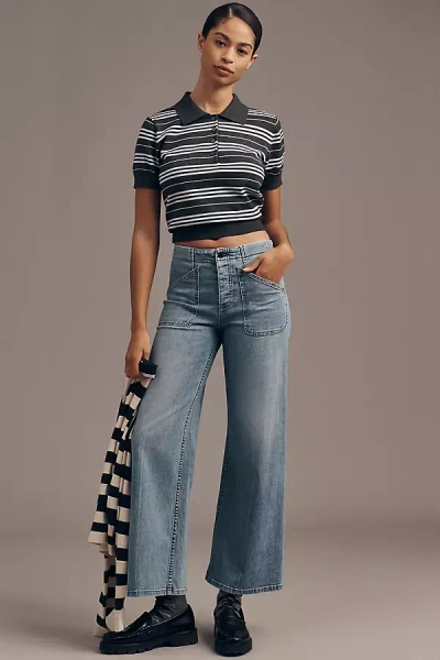 Askk Ny Askkny Jam Ankle Mid-rise Wide-leg Jeans In Blue