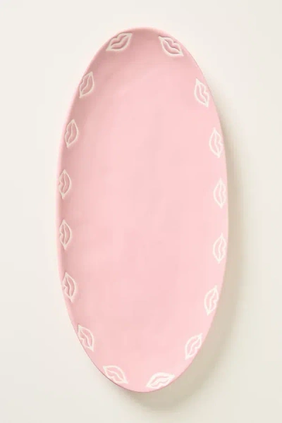 Anthropologie Vida Icon Stoneware Platter: Valentine's Day Edition In Pink