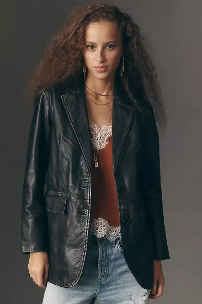 Avec Les Filles Oversized Leather Blazer Jacket In Black
