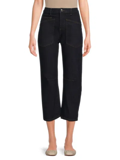 Bcbgeneration Women's Cotton-blend Barrel-leg Crop Jeans In Blue