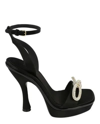 Ferragamo Satin Allison X5 Sandals In Black