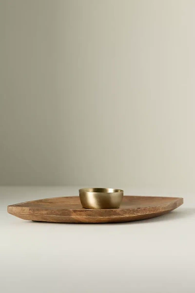 Anthropologie Tropical Hardwood Chip & Dip Platter In Brown