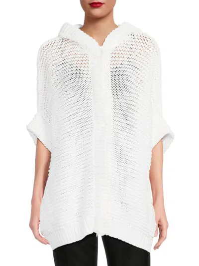 Brunello Cucinelli Women's Cotton Hooded Knit Cardigan In White