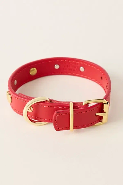 Furb Nara Heart Studded Red Leather Collar In Red