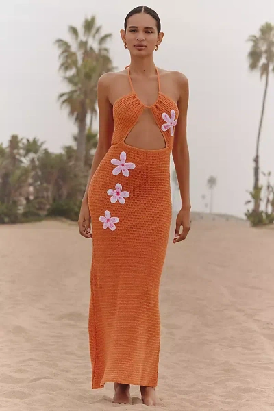 Capittana Pippa Cut-out Halter Maxi Dress In Orange