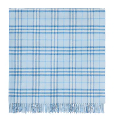 Burberry Wool Check Blanket In Blue
