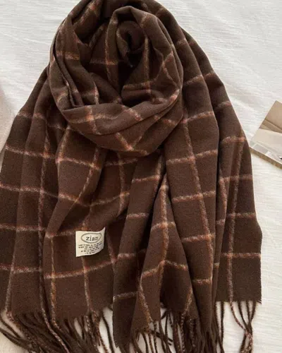 Ninexis Women's Plaid Cashmere Feel Scarf In Coffee In Brown
