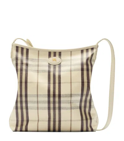 Burberry Small Canvas Highlands Shoulder Bag In Neutral